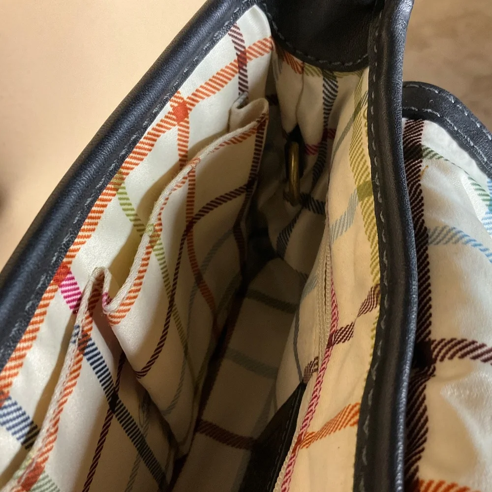 Coach Soho Black Leather Flap Shoulder Bag Brass Buckle Turnlock - Picture 8 of 14